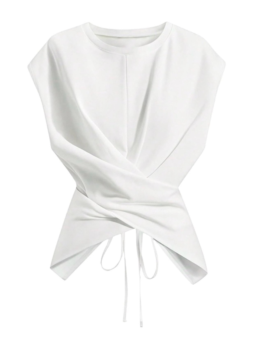 Women's White Twist-Front Tie Top